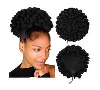Afro Puff Drawstring Ponytail Hairpiece Synthetic Clip In Hair Dreadlock Extension For Black Women Curly Updo Faux Locs Bun Hair Ponytail for Women Girls(Large 1B)