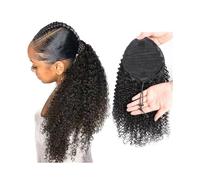 Afro Puff Ponytail Extensions Human Hair for Black Women Kinky Curly Remy Hair Drawstring Ponytail Natural Hairpieces(16inches)