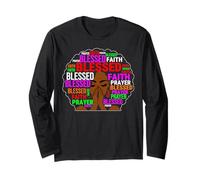 Afro Queen Blessed Faith Prayer Long Sleeve T-Shirt