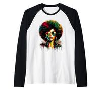 Afro Queen Melanin of Black Women Drips from Raglan Baseball Tee