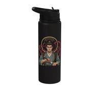 Afro Samurai Fighter Katana African Warrior Japanese Art Stainless Steel Insulated Water Bottle