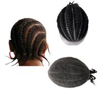 Afro Toupee for Black Braids Hairpieces Curly Wave 8x10 Lace Base African American Men's Toupee Real Human Hairpiece Men Wig Hair System (Corncows)