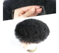 Afro Toupee Human Hair for Black Men 8x10 All PU Base Curly Wigs Men 1B ColorLumeng Hair Piece for Men