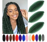Afro Twist Hair - 16 Inch 3 Packs Pre Separated Dark Green Bouncy Afro Twist Hair for Soft Worn Locs