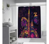 Afro Warrior Couple Shower Curtain Waterproof Polyester Bath Curtain Vibrant Tribal Patterns Shower Curtains for Boho Bathroom Decor 150 x 180 cm