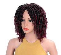 Afro Wig Synthetic Kinky Curly Wig Short Braid Wig Twist Wig Ladies Short Synthetic Wig 14'' Braid Wig Ombre Castle Crochet Wig Heat Resistant Wig,14 inches