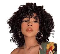 Afro Wigs for Black Women Kinky Bob Human Hair Wig Afro Kinky Curly Wig 100% Brazilian Curly (12 inchs)