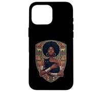 Afro Woman Black Cat African Art Melanin Queen Design Case for iPhone 16 Pro Max