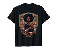 Afro Woman Black Cat African Art Melanin Queen Design T-Shirt