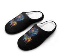 Afro Woman Paiting Men's Cozy Cotton Slippers with Memory Foam Lightweight Anti-skid House Shoes for Indoor Outdoor