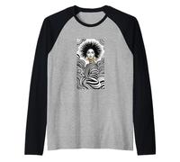 Afro Woman Striped Fashion Monochrome Graphic Raglan Baseball Tee