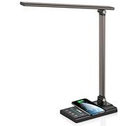 AFROG 5th Gen Multifunctional LED Desk Lamp with 10W Fast Wireless Charger, USB Charging Port,1800Lux Super Bright,5 Lighting Mode,7 Brightness, Touch Control, Auto Timer, 15W Office Table Lamp