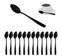 Afromy 12 Pieces Stainless Steel Teaspoons, Black Small Spoons for Tea, Dessert, Coffee, Sugar