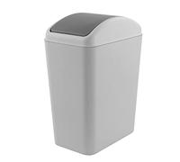 Afromy 15 L Slim Trash Bin with Swing-top Lid, Plastic Garbage Bin, Grey | Space-Saving Narrow Design, Swing Lid for Odor Control, Lightweight, Easy-Clean, Grey for Kitchen, Bathroom, Office