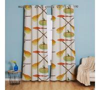 AFRTOUR Blackout Curtains 30x65 inch 2 Panels for bedroom,Blackout Curtains Eyelet,3D Printing Magic Pumpkin Broom,Soft Thermal Insulated 100% Polyester,for Kids Room living room Decoration