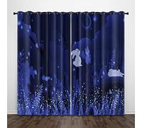 AFRTOUR Blackout Curtains 55x63 inch 2 Panels for bedroom,Blackout Curtains Eyelet,3D Printing firefly bunny,Soft Thermal Insulated 100% Polyester,for Kids Room living room Decoration