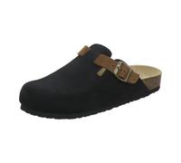 AFS 3900 Men's Slippers Leather I Clogs Slippers with Footbed Made in Germany Black Size: 8 UK