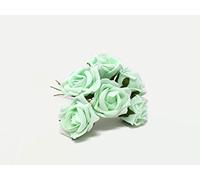 AFS 6 Head Foam Rose Bud Bunch 5cm Artificial Flower Wedding Bouquet Centrepiece (Mint)