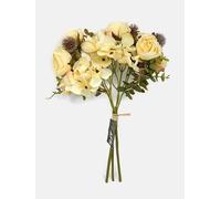 AFS Dried Style Artificial Rose Hydrangea & Globe Thistle Flower Bundle - Cream