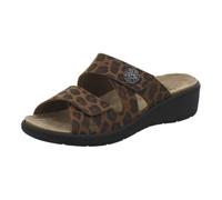 AFS-Schuhe 2808 Women's Comfortable Leather Mules, Practical Work Shoes with Interchangeable Footbed, Comfortable Slippers, Leo Brown, 6 UK