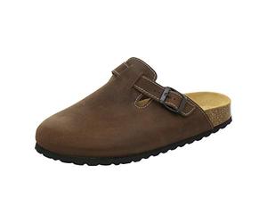 AFS-Schuhe 3900 Men's Clogs, Comfortable Slippers for Men, Leather Slippers, Made in Germany Brown Size: 12 UK