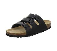 AFS Shoes 2133 Women's Sporty Leather Mules, Practical Work Shoes, Comfortable Slippers, Made in Germany, Black smooth leather, 8 UK