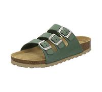 AFS Shoes 2133 Women's Sporty Leather Mules, Practical Work Shoes, Comfortable Slippers, Made in Germany, Green, 8.5 UK