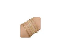 AFSTALR 5PCS Gold Bracelet for Women Layered Link Chain Bangles Stack Stainless Steel Bracelets Set Adjustable Jewellery Gifts Set3 for Ladies
