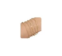 AFSTALR 5PCS Gold Bracelet for Women Layered Link Chain Bangles Stack Stainless Steel Bracelets Set Adjustable Jewellery Gifts Set5 for Ladies