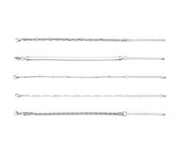 AFSTALR 5PCS Silver Bracelet for Women Layered Link Chain Bangles Stack Stainless Steel Bracelets Set Adjustable Jewellery Gifts Set4 for Ladies