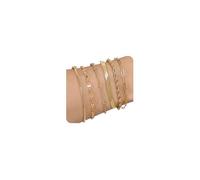 AFSTALR 6PCS Gold Bracelet for Women Layered Link Chain Bangles Stack Stainless Steel Bracelets Set Adjustable Jewellery Gifts Set2 for Ladies
