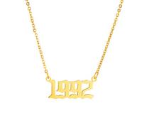 AFSTALR Gold Birth Year Necklace Women Birthday Gifts Charm Friendship Jewellry for Girls Birthday Year Number 1992 Gold