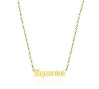 AFSTALR Gold Old English Aquarius Zodiac Necklace Women Pendant Astrology Necklace Birthday Gift