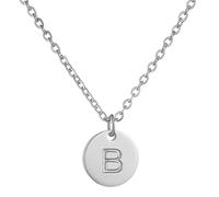 AFSTALR Initial Letter Necklace for Women Round Pendant with B Heart Necklace Personalized Birthday Jewellery Gifts Silver