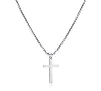 AFSTALR Men's Cross Necklace, Gold/Silver Chain with Cross Pendant, Christianity Jewellery, Stainless Steel