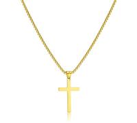AFSTALR Men's Cross Necklace, Gold/Silver Chain with Cross Pendant, Christianity Jewellery, Stainless Steel