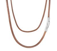 AFSTALR Mens Leather Necklace Cord With Clasp Waterproof Braided Replacement Chain for Pendant Men's Jewellery Brown Braided 3mm 16inches