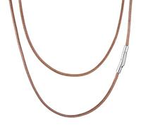 AFSTALR Mens Leather Necklace Cord With Clasp Waterproof Braided Replacement Chain for Pendant Men's Jewellery Brown Braided 2mm 24inches