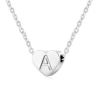 AFSTALR Silver Necklaces for Women Heart Initial Letter A Pendant Necklace Personalized Tiny Capital Alphabet Choker Chain Birthday Jewellery Gifts for Girls Girlfriend Wife Lady