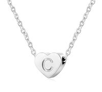 AFSTALR Silver Necklaces for Women Heart Initial Letter C Pendant Necklace Personalized Tiny Capital Alphabet Choker Chain Birthday Jewellery Gifts for Girls Girlfriend Wife Lady