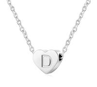 AFSTALR Silver Necklaces for Women Heart Initial Letter D Pendant Necklace Personalized Tiny Capital Alphabet Choker Chain Birthday Jewellery Gifts for Girls Girlfriend Wife Lady