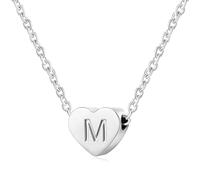 AFSTALR Silver Necklaces for Women Heart Initial Letter M Pendant Necklace Personalized Tiny Capital Alphabet Choker Chain Birthday Jewellery Gifts for Girls Girlfriend Wife Lady