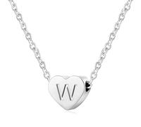 AFSTALR Silver Necklaces for Women Heart Initial Letter W Pendant Necklace Personalized Tiny Capital Alphabet Choker Chain Birthday Jewellery Gifts for Girls Girlfriend Wife Lady