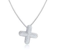 AFSTALR Women's Bubble Letter Chain Gold/Silver Ice Out Balloon Necklace with Initial Pendant Bubble Jewellery 45 + 5 cm, Stainless Steel Silver X