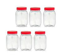 AFSUK 6 x 1000ml Plastic Storage Jar With Screw Top Lids Airtight Food Storage Containers BPA Free For Kitchen, Herb, Spices, Sweets Clear Canister pots