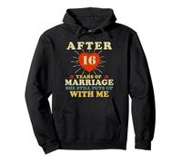 After 16th Year Marriage Couple 16th wedding Anniversary Men Pullover Hoodie