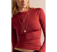 After Hours Mock Neck Long Sleeve by Intimately at Free People in Rouge, Size: Medium - female