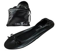 After Party Pumps® Back to Black Size UK 7-8 Ladies Roll Up Shoes Fold Up Pumps Foldable with Carrier Pouch