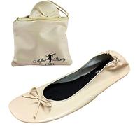 After Party Pumps®in The Nude Size UK 5-6 Ladies Roll Up Shoes Fold Up Pumps Foldable with Carrier Pouch