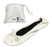 After Party Pumps® White Size UK 3-4 Ladies Roll Up Shoes Fold Up Pumps Foldable with Carrier Pouch